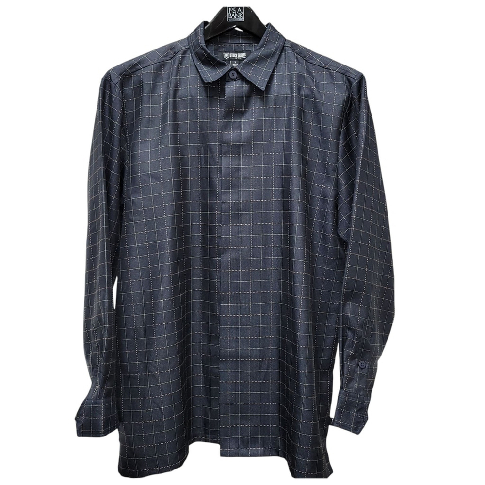 Stacy Adams Men's Plaid Shirt Jacket Size Large Navy Excellent Condition